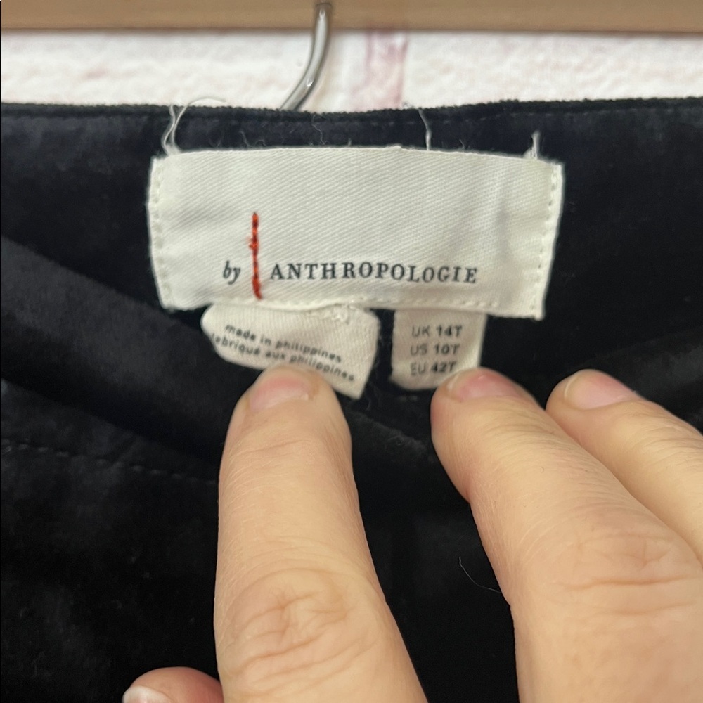 Anthropologie Black Velvet Flare High Waist Trousers Like New Size 10 Tall - Picture 5 of 11